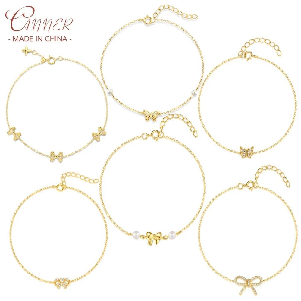 【送料無料】 ブレスレット 蝶 バタフライ インセクト ゴールド シルバー ムース ハート リング 昆虫 レディース 925 スターリング 絶妙 18K スムーズ ハート型 弓 Ins ファイン ジュエリー パーティ ギフト