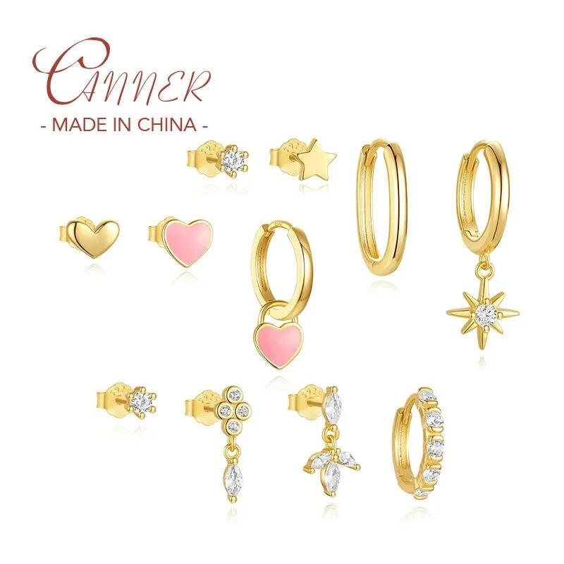 乐天商城 - 【送料無料】 ピアス ジルコニア 青 ブルー シルバー ピンク ハート フープ リング LOVE 星 レディース 3 4個 S925 スターリング ジルコン Love スター ファイン ジュエリー セット ギフト ペンダント
