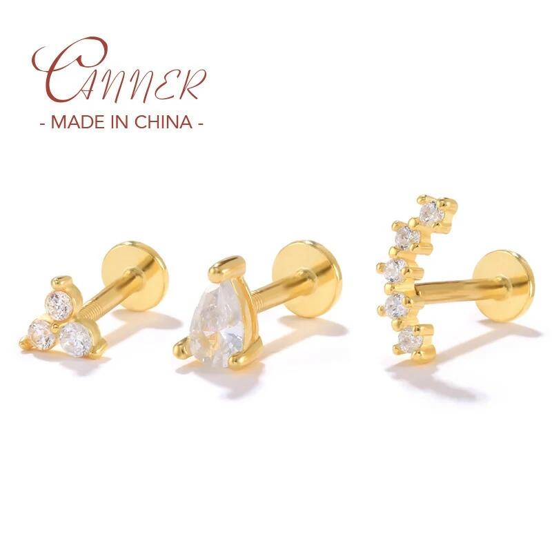 【送料無料】 ピアス ジルコニア シルバー リング 月 星 レディース 2個 925 スターリング スタッド キラキラ ジルコン スター ムーン 目 アイズ ミニ スモール 軟骨 ジュエリー