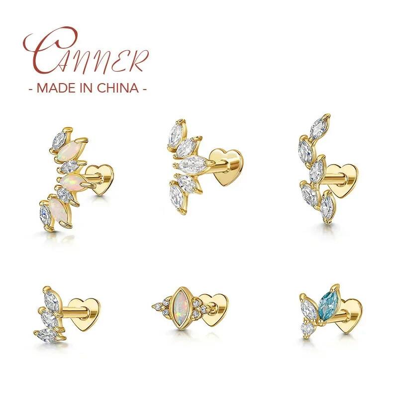 Rakuten - 【送料無料】 ピアス ジルコニア シルバー ハート リング レディース 1個 S925 スターリング ジルコン フラット 軟骨 スタッド ジュエリー トラガス ヘリックス ギフト