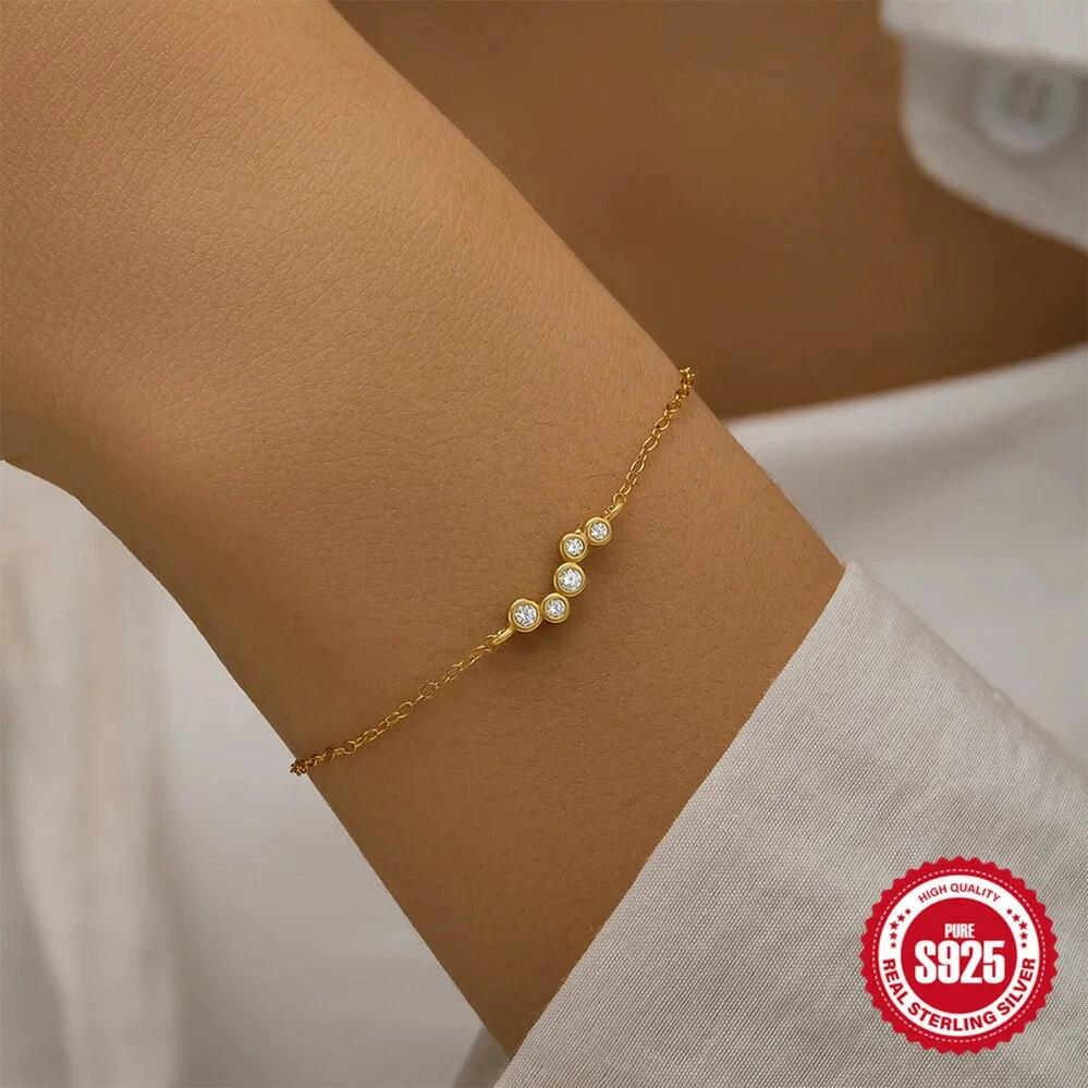 【送料無料】 ペンダント バングル ブレスレット ジルコニア シルバー チェーン リング レディース 1% S925 スターリング 絶妙 ミニ ジルコン ファッション ジュエリー ギフト