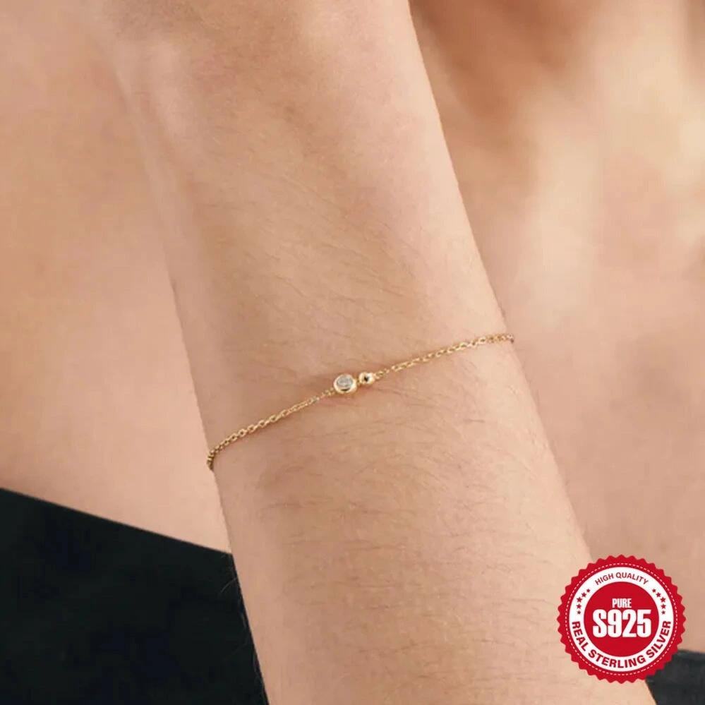 【送料無料】 チャーム バングル ブレスレット ジルコニア シルバー チェーン ラウンド リング レディース S925 スターリング ジルコン ペーパー クリップ 贅沢 ジュエリー ギフト ブラスレット