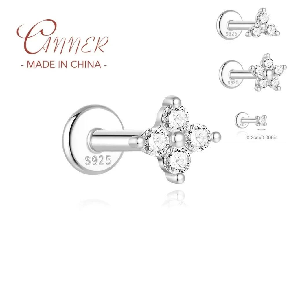 【送料無料】 ピアス 花 フラワー クローバー シルバー 爪 レディース 1個 S925 ナチュラル 四つ葉 花びら モサン 断片 甲高い ネイル 色落ちなし ジュエリー