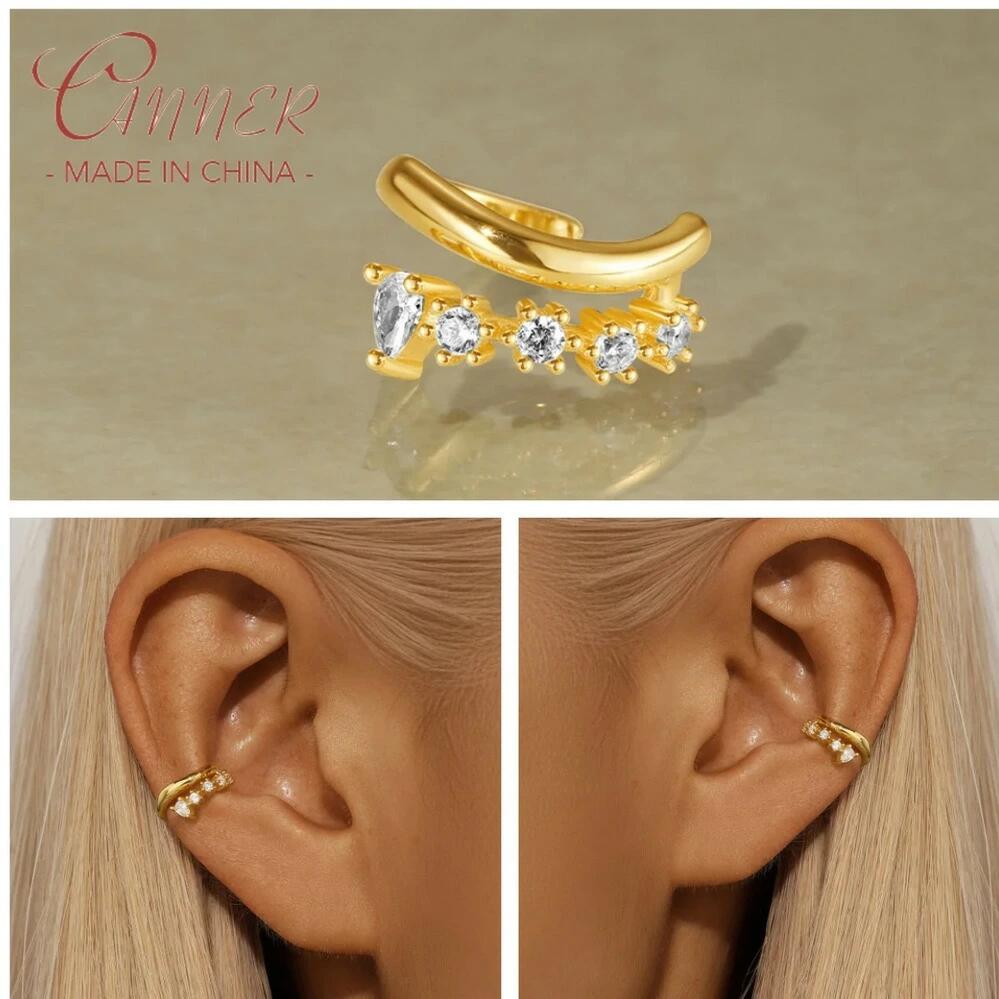 【送料無料】 ピアス 動物 アニマル ジルコニア ゴールド シルバー ムース リング ウマ レディース 1個 925 スターリング 馬 うま ホース 目 アイズ ジルコン 耳 イヤー クリップ 18K プレート 幅 スムーズ デビル Ins ファイン ジュエリー ギフト