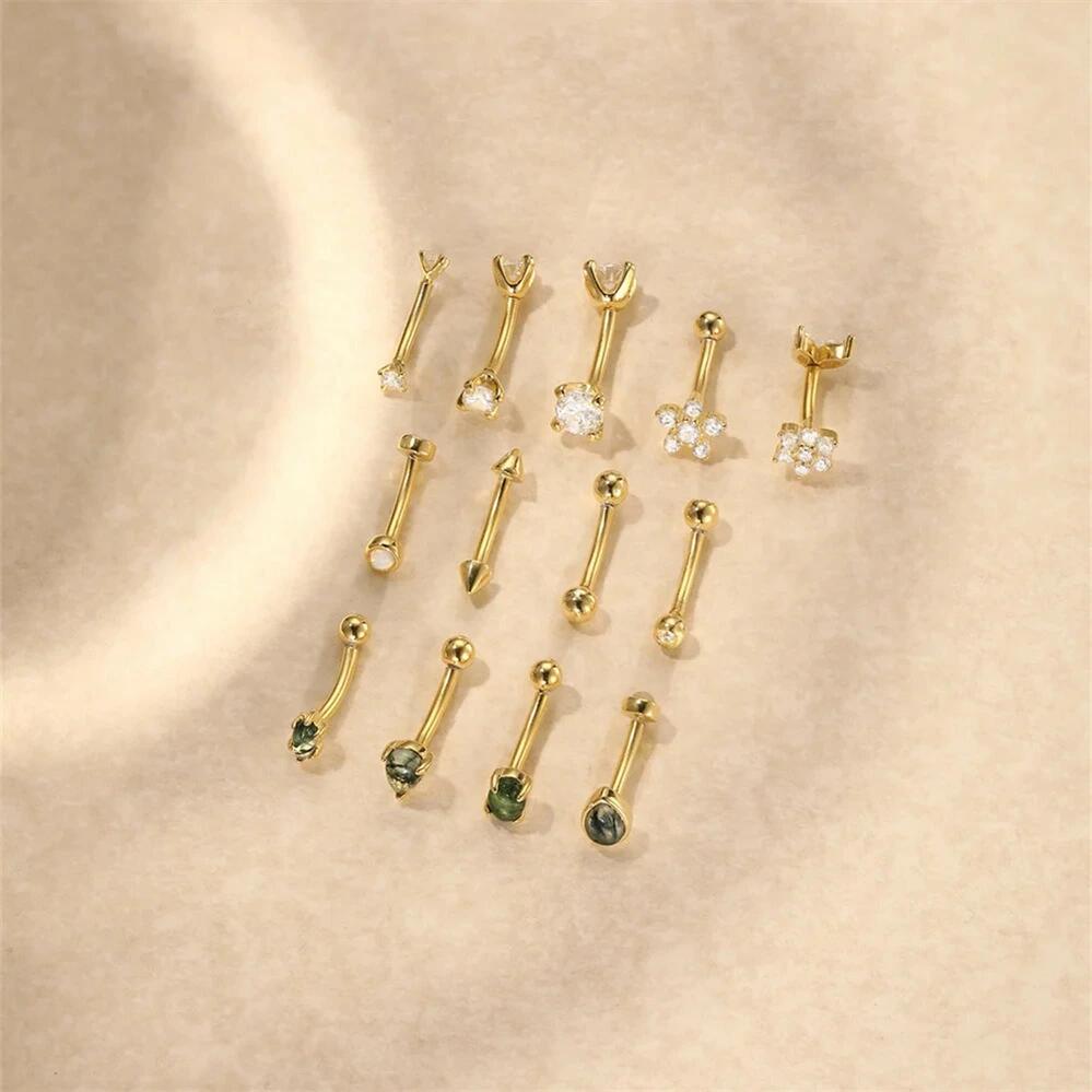 【送料無料】 ピアス シルバー レディース 1個 S925 ナチュラル 二重ヘッド カーブ バーベル 甲高い ボーン ネジ エレガント レディ スタッド ジュエリー