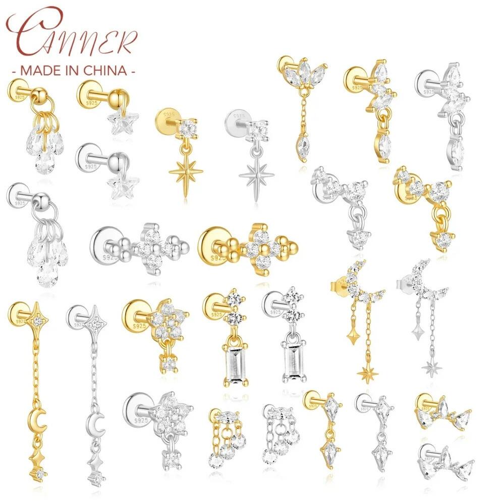 【送料無料】 ピアス 花 フラワー クローバー ゴールド シルバー プラント 木の葉 リーフ 植物 レディース 1個 925 4 花びら スタッド 穿刺 18K プレート Ins ファイン ジュエリー ギフト