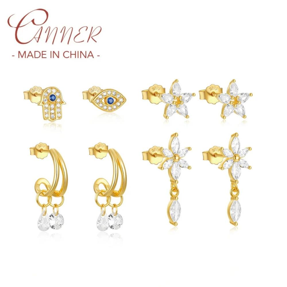 【送料無料】 ピアス 花 フラワー ジルコニア ゴールド シルバー ドロップ 月 星 レディース 925 ムーン スター スタッド 18K プレート ジルコン 花びら 水 デビル 目 アイズ Ins ファイン ジュエリー ギフト