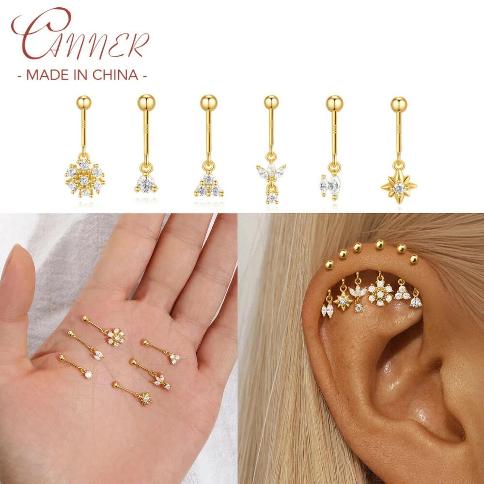 【送料無料】 ピアス スノーフレーク 動物 アニマル ゴールド シルバー クラウン 八角形 ウマ 星 レディース 1個 925 オクタゴン スター スタッド 18K 馬 うま ホース 目 アイズ アッパー 耳 イヤー 崖 ジュエリー