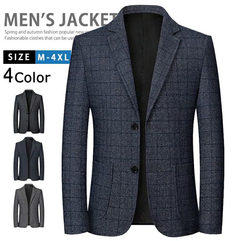 テーラードジャケットチェックメンズ...