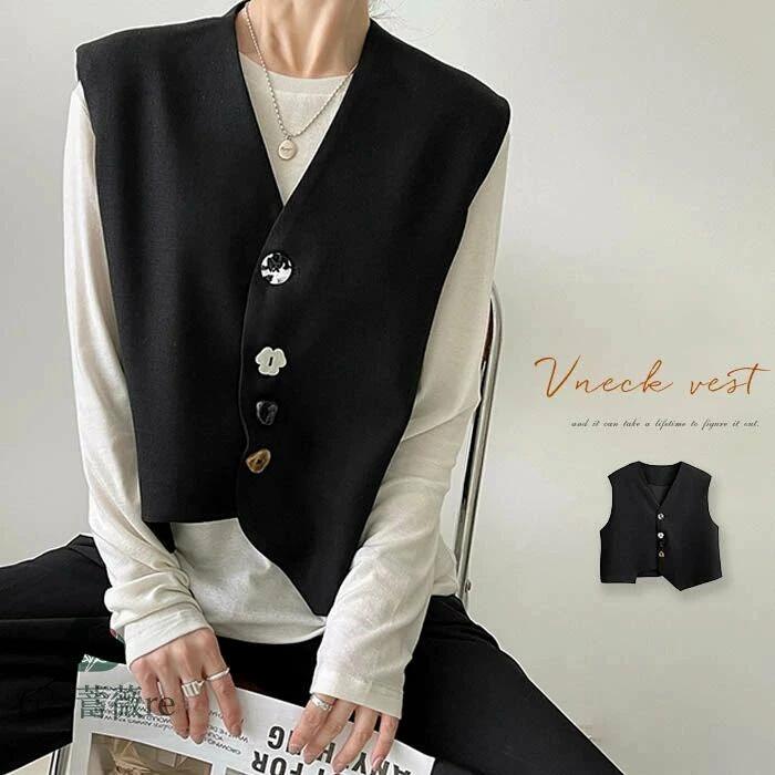 ジレ ベスト 夏 レディース ショート丈 ジレ レディース 春 夏 秋 冬 ベスト レディース 前開き vネッ..