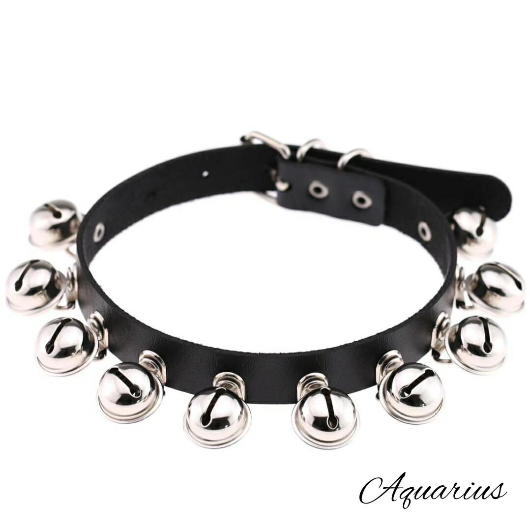 鈴付き レザー チョーカー 3 カラー