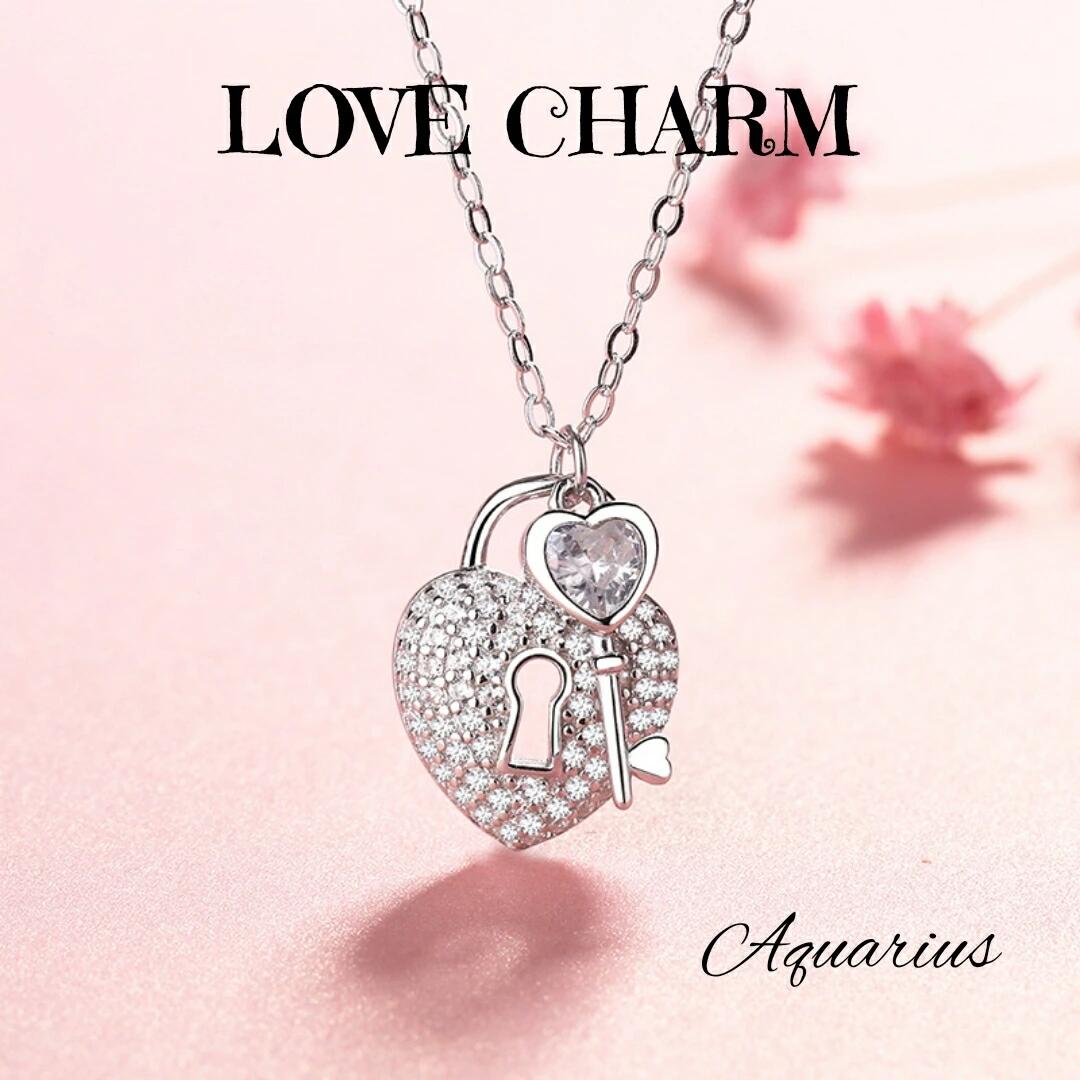 シルバー 925 ホワイトゴールド コーティング CZ ダイアモンド 幸せ ラヴ キー チャーム ペンダント ギフトポーチ ギフトボックス付き