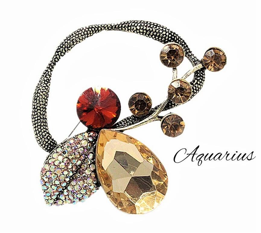 大粒 スワロフスキー の クラシック ブローチ トパーズ / ブラック 2 カラー ★ギフト ポーチ付き★