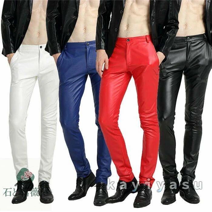 レザーパンツ メンズ スキニーパンツ 革パンツ ライダースパンツ レザーズボン 皮パン 裏起毛 バイクウェア スリム 長ズボン ロングパンツ バイクウェア 防寒着 かっこいい 秋冬物 PUレザー