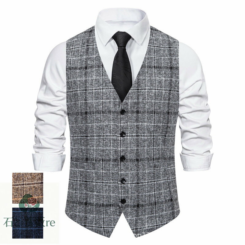 ネクタイ贈 ベスト メンズ スーツ ジレベスト チェック柄 S〜2XL スリム 尾錠付き 春夏秋冬 スーツ仕立..