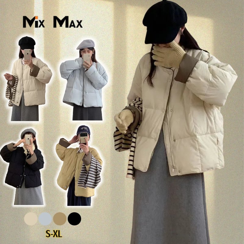 レディース 中綿コート ショート丈 ラウンドネック 抜け感 ライトジャケット 防寒コート 軽量 中綿 冬 防寒 防風 ゆったり 韓国風 保温 大きいサイズ ダウンジャケット ダウンコート アウター 長袖 暖かい 冬服 防寒着