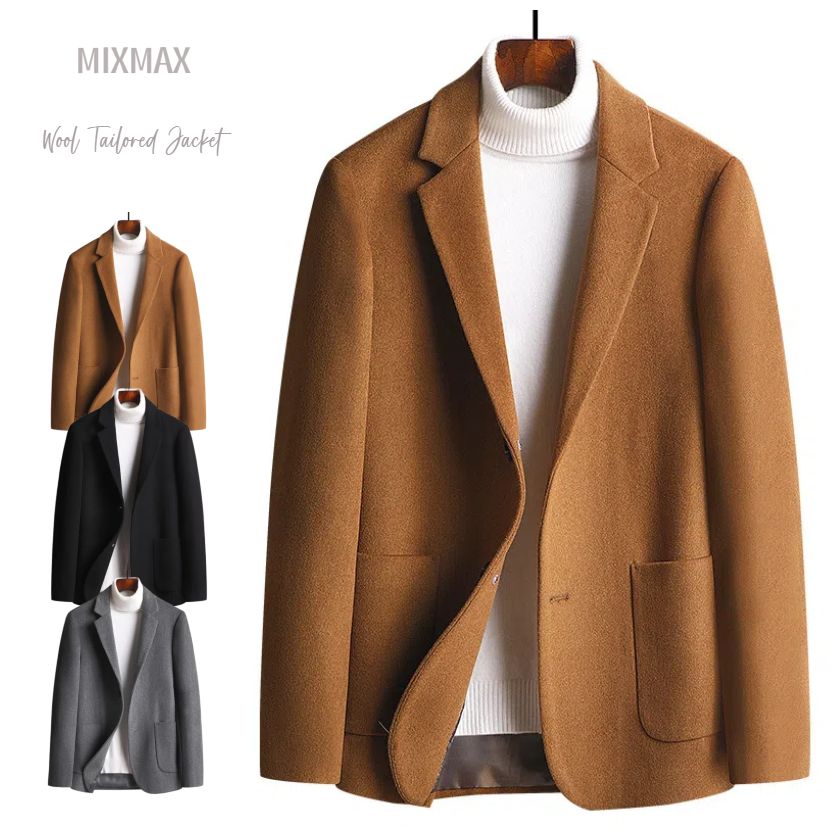 テーラードジャケット コート カジュアルスーツ 秋冬 厚手 ツイードスーツ メンズトレンド スリム メンズ ジャケット トップス
