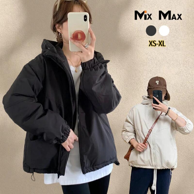 レディース フード付き ダブルジッパー 中綿コート ショート丈 抜け感 ライトジャケット 薄手 防寒コート 軽量 中綿 冬 防寒 防風 ゆったり 韓国風 保温 ダウンジャケット ダウンコート 長袖 暖かい 冬服 防寒着