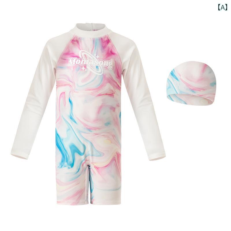 水着 子供 女の子 ワンピース 長袖 接触冷感 UVカット 日焼け防止 海水浴 プール 幼稚園 保育園 ピンク系