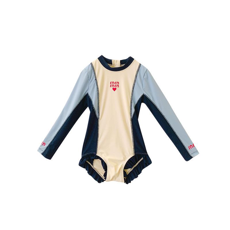 水着 ガールズ 子供 女の子 キッズ 夏 海 プール 紫外線対策 杏色 110cm 120cm 130cm 140cm 150cm 160cm 170cm