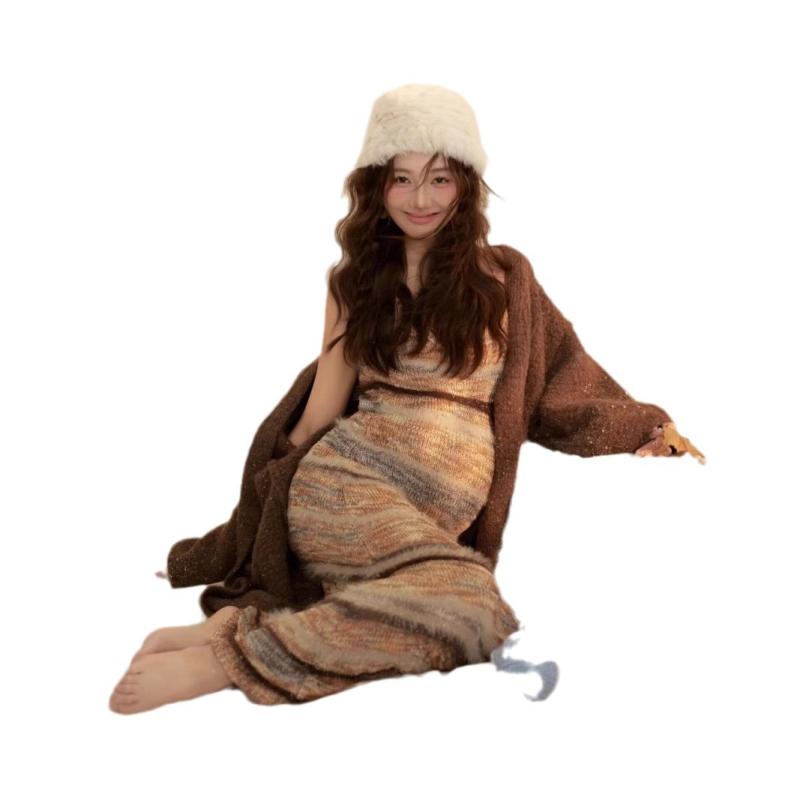 マタニティドレス 秋冬 法式 レトロ ロングワンピース ニット 妊婦 写真撮影用 衣装 帽子付き ポリエステル