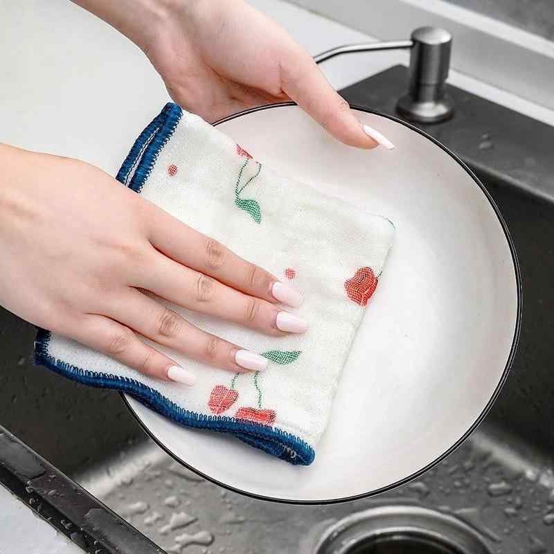 食器拭き 桜柄 ガーゼ 布巾 キッチンクロス 3枚組 綿 竹繊維 吸水性 油汚れに強い かわいい おしゃれ