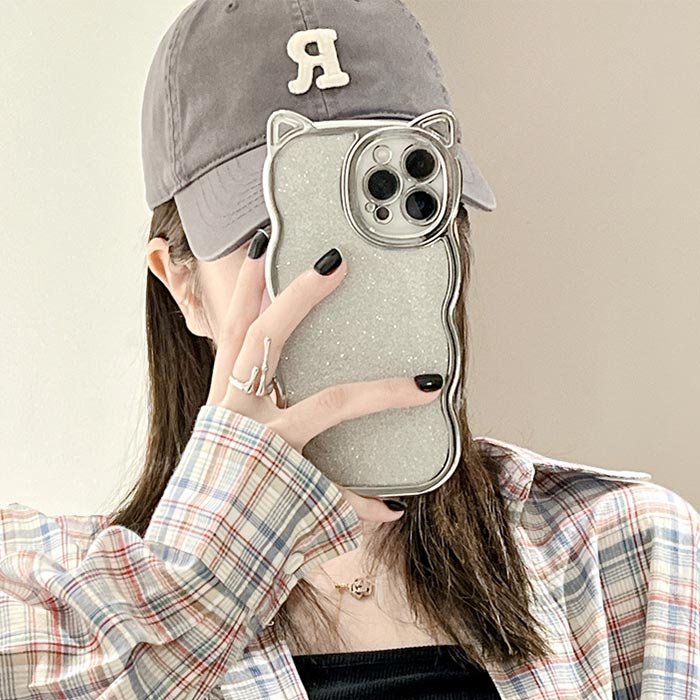 iPhon iPhone15ケース スマホカバー スマホケース iphoneケースソフトケース iphone14ケース iPhone13ケース シルバー きらきら