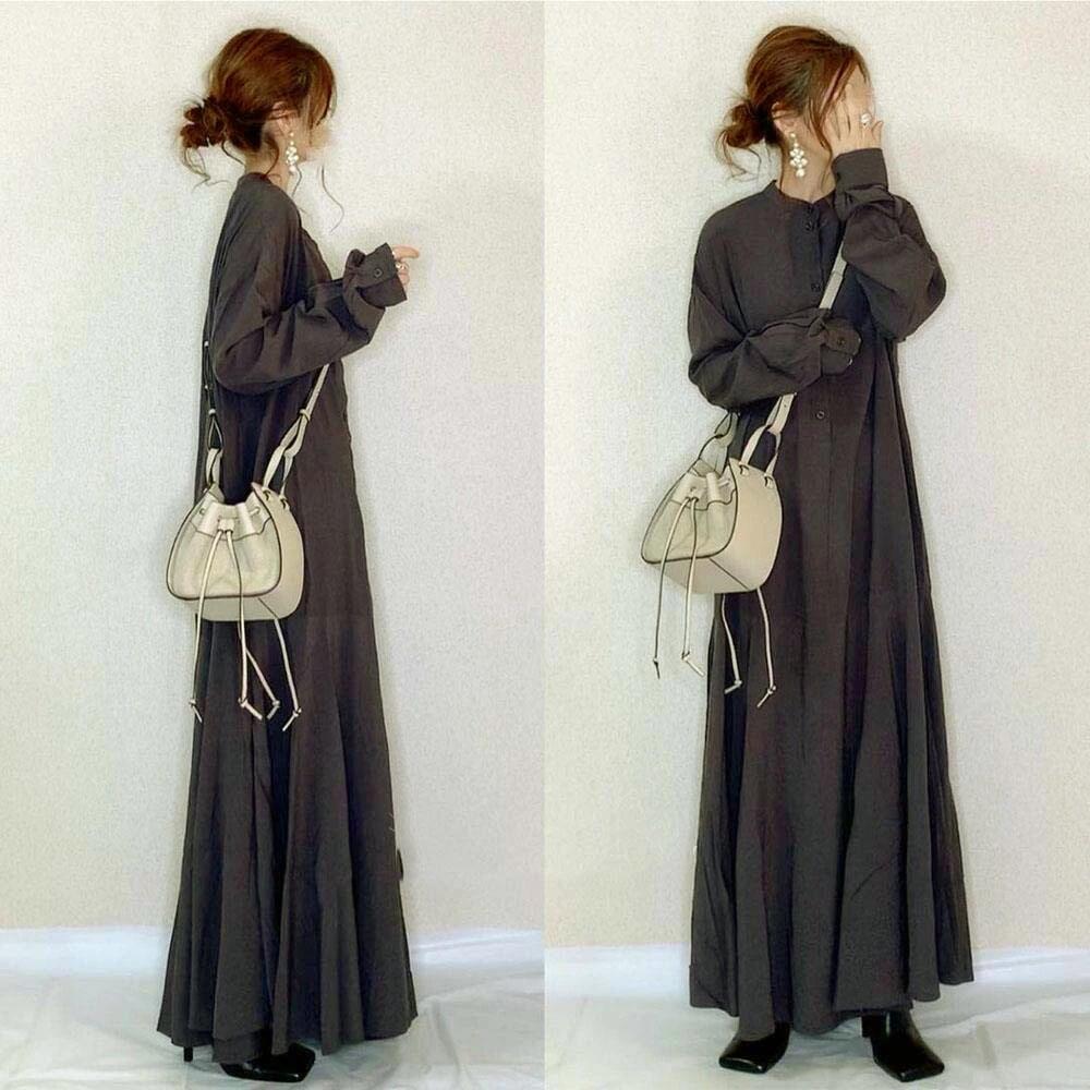 コ 黒ワンピース マキシワンピ 黒 夏 ロング 長袖 ゆったり マキシワンピース 大きいサイズ 冬 秋 春 40代 ワンピース きれいめ