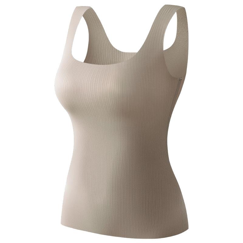 グレー コーヒー 接触冷感 薄手 ホワイト 吸湿速乾 ノンワイヤー トップス スリム ブラック スクエアネック タンクトップ パッド付き 無地 レディース