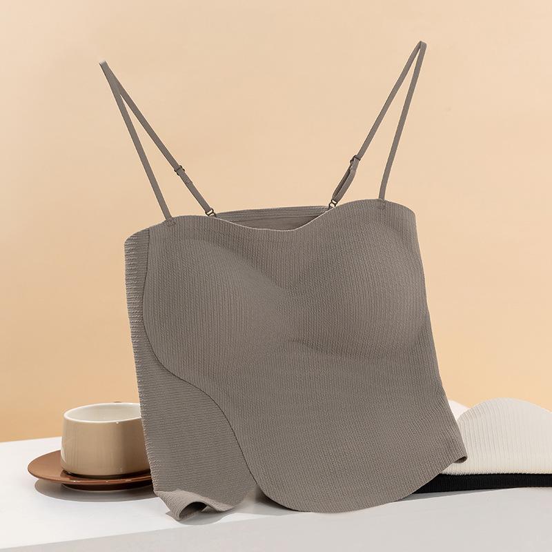 ブラトップ ノンワイヤー 無縫 レディース 早秋 カップ付き ストレッチ 伸縮性(x2) インナー タンクトップ キャミソール 一体型 シームレス チューブトップ ショート丈 トップス
