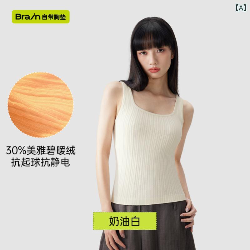 Rakuten - 厚手 肌触り良い あったかインナー 部屋着 スクエアネック 暖かインナー 接触温感 秋冬 トップス 袖なし 麻柄 レディース