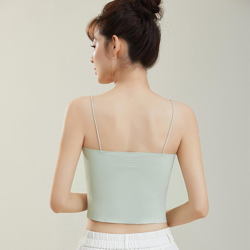 キャミソール 無縫製 Vネック 一体型 肌着 伸縮性 カップ付き チューブトップ ブラトップ 普段使い 接触冷感 美背 ノンワイヤー インナー レディース 薄手