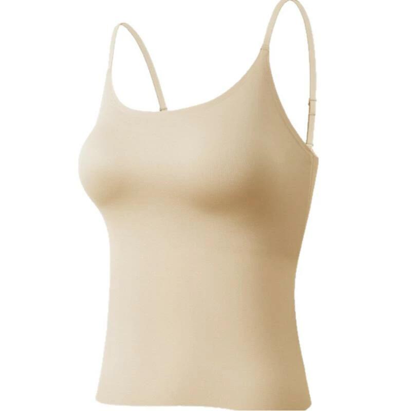 伸縮性 キャミソール 無縫製 接触冷感 レディース トップス 部屋着 インナー 春夏 普段使い パッド付き 一体型 ブラトップ 美背 ノンワイヤー