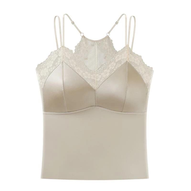 シルク ?面 ランジェリー 絹 インナー ブラトップ 部屋着 小胸 レディース ノンワイヤー 春夏 Vネック レース キャミソール 美背 聚? 締め付けない ルームウェア