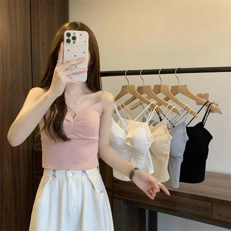 カットソー キャミソール ノースリーブ 綿 セクシー 春夏 インナー 吸湿速乾 コットン トップス レディース 接触冷感 ショート丈 無地