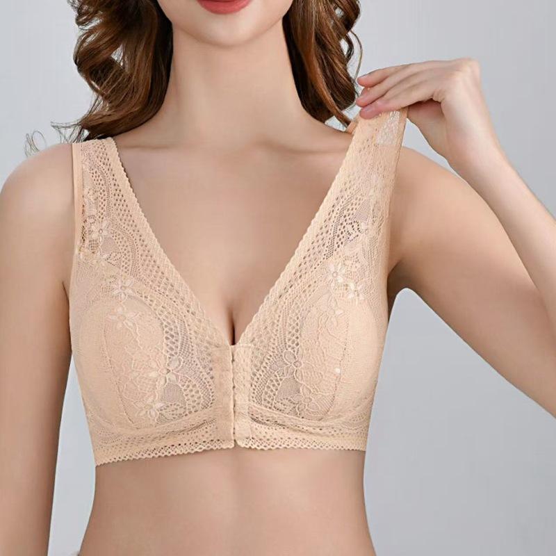 4L 大きいサイズ L ベージュ 3L グレー 5L ピンク 薄手 2L ブラック ノンワイヤー 無地 ブラジャー 快適 通気性 レディース 95-190斤 フロントホック