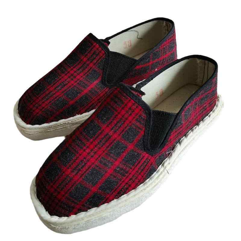 歩きやすい 布靴 履きやすい ドライビングシューズ 痛くない 吸汗 通気性 コンフォート 春夏秋冬 千鳥格子 カジュアル ローヒール チェック柄 柔らかい 普段使い ルームシューズ 防臭 ぺたんこ 加厚底 スリッポン レディース(4)
