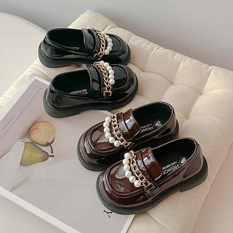茶色 かわいい 黒 レザー切り替え ソフト底 ブラウン イギリス風 発表会 普段使い ブラック 春 ローファー 子供靴 女の子 フォーマル靴