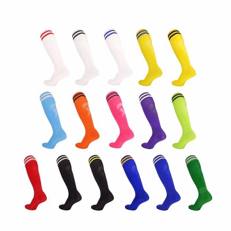 黄色 サッカーソックス 男女兼用 黒 紫 レッド ジュニア 赤 靴下 薄手 ニーハイソックス 緑 イエロー ..