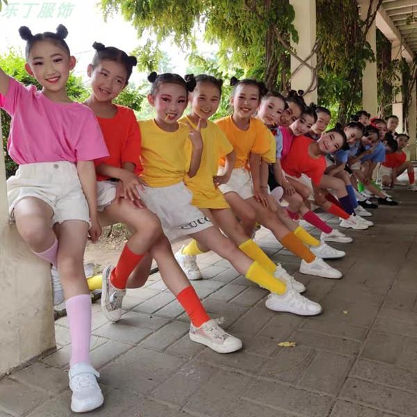 卒業式 トップス 発表会 カラー 無地 イベント Tシャツ カットソー 子供服 ソックス付き 綿100% キッズ 幼稚園 小学生 半袖