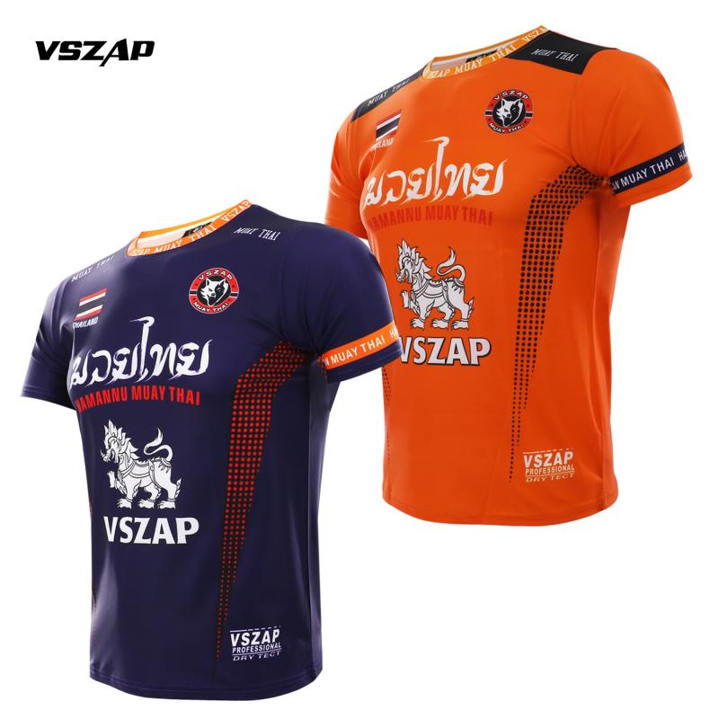 メンズ 競技 半袖 Tシャツ フィットネス ボクシング ラウンドネック 速乾 春夏 トレーニングウェア ムエタイ オレンジ スポーツ ブルー