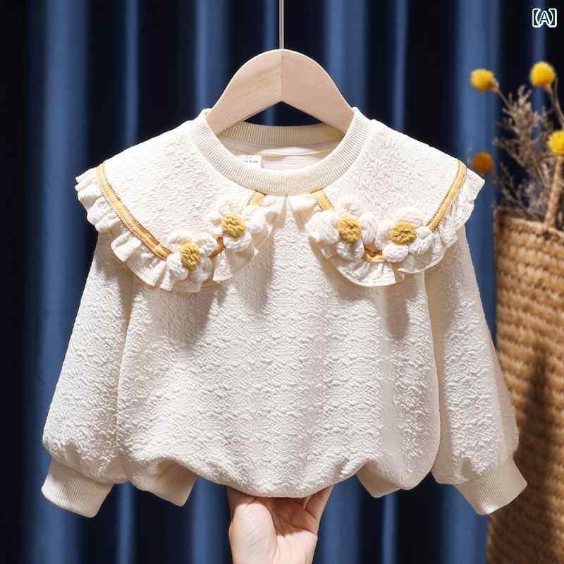 ピンク ファッション かわいい ベージュ 襟 スウェット 春秋 ウサギ 花 韓国 グレー トレーナー トップス リボン 子供服 長袖 イチゴ フリル さくらんぼ ロゴ 女の子