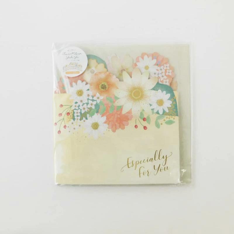 シール メッセージシール32枚入 みつ折り フラワー三つ折り色紙 大人数 寄せ書き