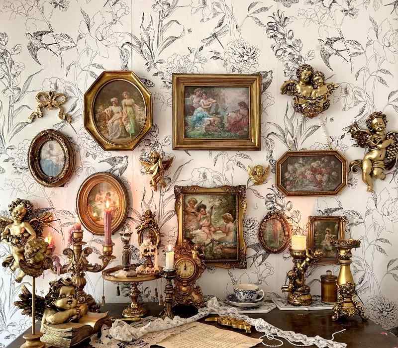 リビングルーム ゴールド おしゃれ アート レトロ 樹脂 壁掛け 天使 ノスタルジック 装飾