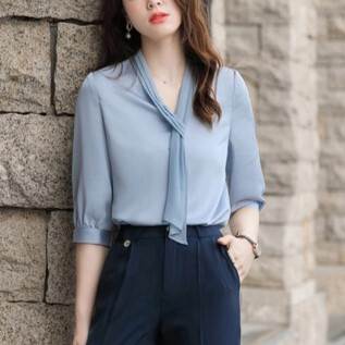 イベント トップス ホワイト 2XL 薄手 M オフィス 五分袖 ピンク 透け感 3XL パフスリーブ LL サイズ豊富 レディース ブラウス カラバリあり ライトブルー 裾イン L 春カラー 3L 4L S 襟付き 旅行 夏 秋 パステルカラー 無地 XL 春 個性的