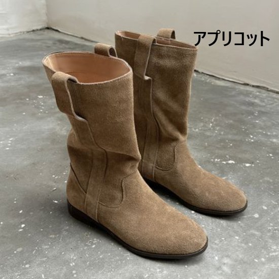 ローヒール おしゃれ レディース 秋冬 シック お出かけ プルオン 無地 シューズ 履きやすい 疲れにくい ミドル丈 歩きやすい ラウンドトゥ 靴 女性 カジュアル シンプル ファッション