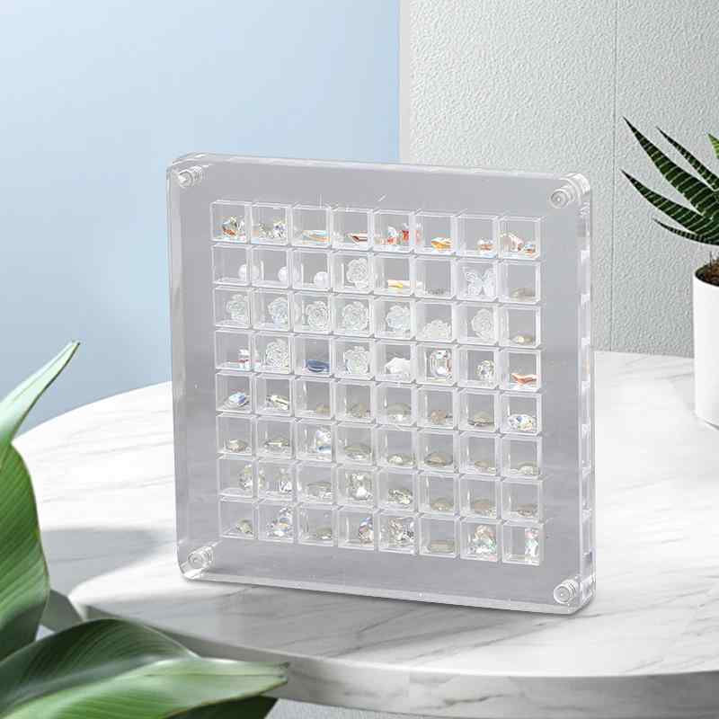 リビング ジュエリーボックス アクセサリーケース 小物入れ レディース 透明 アクリル製 寝室 ネイルパーツ 格子柄 卓上 洗面所 収納ケース