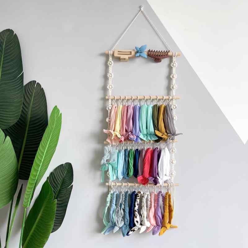 寝室 コットンロープ ヘアクリップ フリンジ付き タペストリー ヘアアクセサリー 壁掛け ボヘミアン調 ..