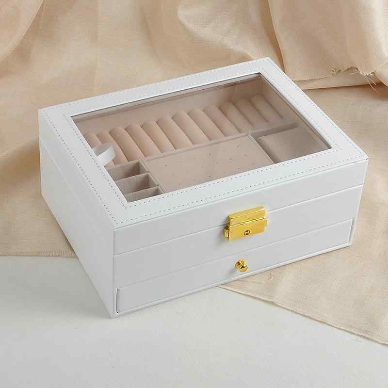 ギフト ネックレス 指輪 ブレスレット ピアス アクセサリー 整理 かわいい 頑丈 プレゼント おしゃれ 多層 持ち運び PUレザー 大容量 ジュエリー収納ケース フタ付き