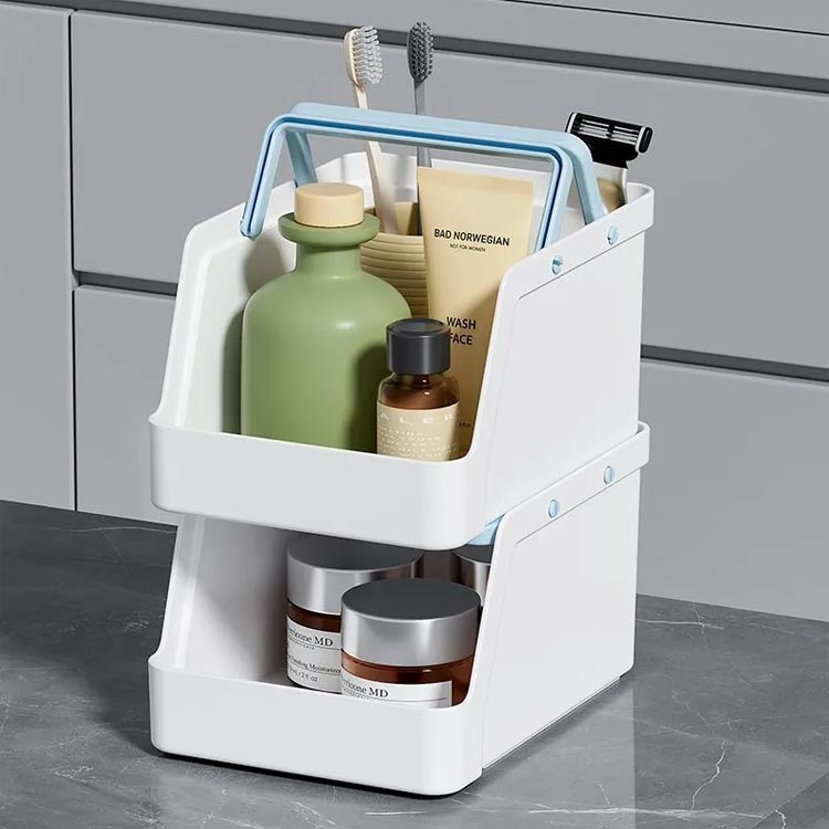 テーブル DIY 収納ケース 洗面台 収納ケース コスメ収納 オフィス用品 小物入れ 文房具 机上 デスク収納トレー 重ねる可能 デスク整理 卓上 机の上 収納ボックス ハンドル付き 収納ケース(4)